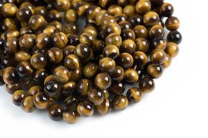 Venta Caliente de Fábrica: Cuentas Redondas Sueltas de Ojo de Tigre Amarillo Natural de 8mm, Color Marrón, para Joyería DIY - Product Image 5