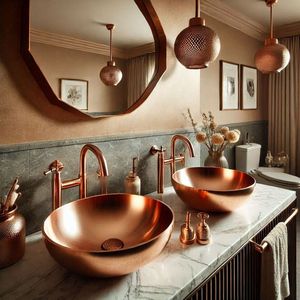 Elegante Lavabo de Cobre Premium, Lavabo Artesanal para Baño, Decoración Única con Artesanía Metálica, Pieza Destacada - Product Image 4