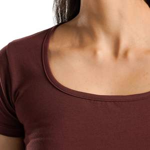 Camiseta Deportiva Personalizada para Mujer, Corte Ajustado, Manga Corta, Cuello Redondo, Suave y Elástica, para Gimnasio, Fitness, Yoga, Transpirable, Color Marrón - Product Image 3