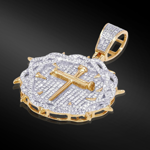 925 <b>Sterling</b> <b>Silver</b> Rose Gold Plated Moissanite <b>Cross</b> <b>Pendant</b> Fully Iced Charm Necklace Brilliant Cut Hip Hop Style for Party - Product Image 2