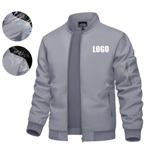 Veste bomber réversible coupe-vent écologique pour homme, col montant, fermeture éclair, manteau d'hiver décontracté avec poche latérale, 100% polyester - Product Image 1