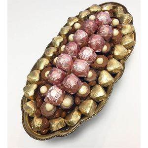 Plateau de service rond en verre de luxe pour chocolat et fruits secs |   Plateau à apéritifs décoratif en cristal pour mariage et décoration de fête à domicile - Product Image 3