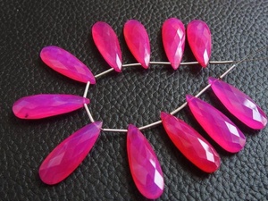 Nouveauté fait à la main 30X10MM rubilite calcédoine rose vif larme perles de pierre à facettes bijoux boucles d'oreilles Bracelet pierres précieuses en vrac - Product Image 3