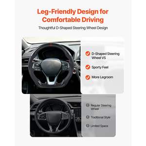 Volante in Fibra di Carbonio a Forma di D con Fondo Piatto e Impugnatura in Pelle per Civic 2016-2021, Cuciture Precise, Texture Antiscivolo, Nero - Product Image 4