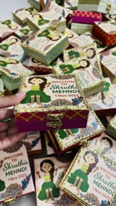 Mehndi Favor <b>Boxes</b> Handcrafted Return Gifts for Wedding Guests <b>Bridal</b> Shower Keepsakes Jewelry Gift <b>Boxes</b> - Product Image 2