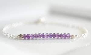 Sterling Silver Amethyst Bracelet February Birthstone Jewelry Minimalist Women Bracelet Wholesale Supplier - Product Image 3