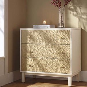 Meuble de salon moderne en bois massif style farmhouse, console de rangement latérale avec tiroirs, cadre blanc, portes texturées en faux corde - Product Image 2