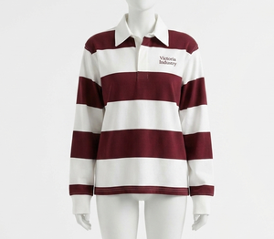 Polo rayé streetwear pour femme, coupe courte, manches courtes, brodé, style oversize - Product Image 3