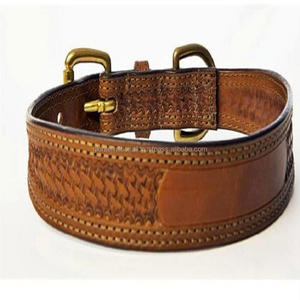 ปลอกคอสุนัขหนังแท้แบบตะวันตกดีไซน์งานสานด้วยมือลายนูนปลอกคอสัตว์เลี้ยงเย็บแข็งแรงทนทาน - Product Image 3