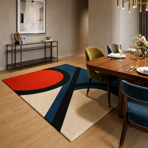 Alfombra Contemporánea Multicolor con Patrón de Arco, Hecha a Mano, Ecológica, Antideslizante, con Respaldo de Látex, para el Hogar y Viajes - Product Image 2