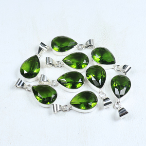 Best Selling <b>Peridot</b> Hydro Teardrop <b>Pendant</b> 925 Sterling Silver Plated Gemstone Jewelry Wholesale Handmade Statement Necklace - Product Image 4