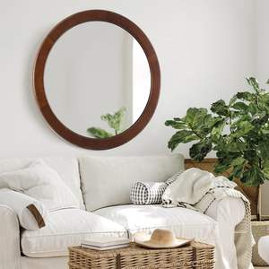 Espejo de Pared Rústico con Marco de Madera de Nogal, Estilo Rústico para Baño, Dormitorio, Sala de Estar, Entrada - Product Image 3