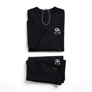 GYM ACTIVE ENTERPRISES Conjunto de Dos Piezas para Hombre, Camiseta y Pantalones Cortos de Algodón y Elastano, Cuello Redondo, Color Sólido, Informal, Verano, Tejido de Punto - Product Image 4