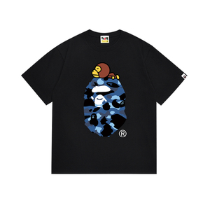 For Vintage Pure Cotton <b>T</b>-<b>Shirt</b> 2024SS Summer Ape Head Little Monkey Camouflage Unisex Short Sleeve Round Neck for Men - Product Image 1