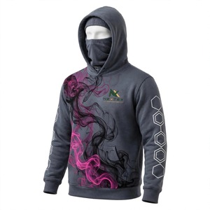 Sudadera con Capucha Ninja Gris Pizarra de Alta Calidad, Personalizada, Transpirable, con Diseño de Espirales Magenta y Hexágonos Blancos, de Algodón y Felpa NEXTEX - Product Image 5