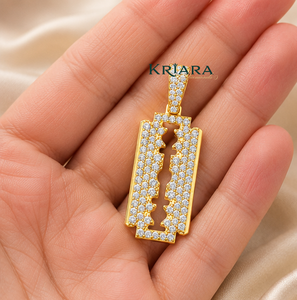 Colgante de Cuchilla de Afeitar para Hombre con Diamantes Cultivados en Laboratorio de Corte Brillante Redondo, Estilo Hiphop, Joyería para Uso Diario - Product Image 3
