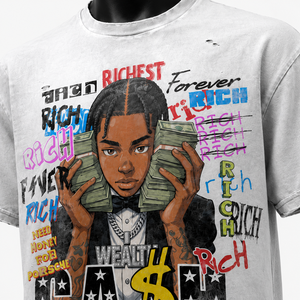 Camiseta Gráfica Extra Grande Personalizada para Hombre, Estilo Vintage, Algodón Lavado, Ropa Urbana, Estampada, Informal, Hip Hop, Fabricante OEM ODM - Product Image 6
