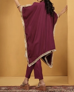 Women's Ethnic Indian/Pakistani Style <b>Kaftan</b> Set with Batwing Sleeves Regular Fit Polyester Material for Party & Wedding Wear - Product Image 3