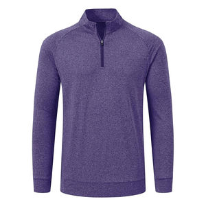 Sweat-shirt unisexe à demi-zip en coton uni, séchage rapide, écologique, anti-plis, pour la gym et le jogging, manches longues - Product Image 2