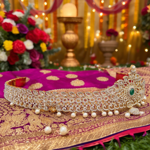 18K Gold Plated Rhinestone Body Chain Belt for Saree Party Wear - Product Image 3