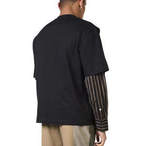 Custom Men's Layered Long Sleeve T-<b>Shirt</b> Two Piece Striped <b>Patchwork</b> Hip Hop Streetwear Cotton Oversized Black Tee <b>Shirt</b> - Product Image 3