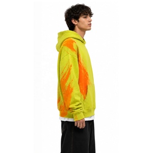 Pearia <b>Men's</b> Regular Fit 100% Cotton Fleece Hooded Winter Solid Lime Green <b>Orange</b> Casual <b>Hoodie</b> Front Logo Pocket Design Quick - Product Image 3