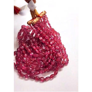 ลูกปัดทับทิมทรงรีเรียบจากกรุงเทพฯ 7 เส้น น้ำหนัก 735 กะรัต ขายส่ง Iroc ความยาว 16-18 นิ้ว สร้อยคอประดับพลอยเม็ดเล็ก ราคา 265 ดอลลาร์สหรัฐ - Product Image 1