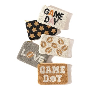 Pochette à monnaie perlée style bohème, faite main, brodée de perles de rocaille, avec fermeture éclair - Product Image 3