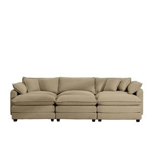 Divano Angolare Modulare Oversize a L con Cuscini, Pouf Portatile con Schienale Basso e Seduta Profonda per Casa o Appartamento - Product Image 4