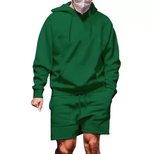 Custom Men's Hoodie Shorts <b>Set</b> Streetwear Jogger Hoodies Shorts Men Long Sleeve Two Piece Tracksuits OEM Breathable - Product Image 1