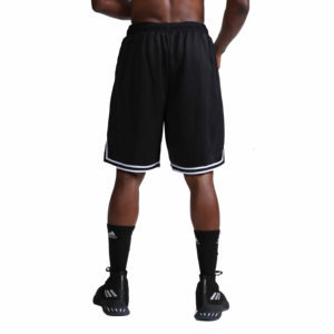 <b>Men's</b> Black Solid Color Sport Shorts with <b>White</b> Side Stripe Elastic Waist Breathable Woven Fabric - Product Image 4