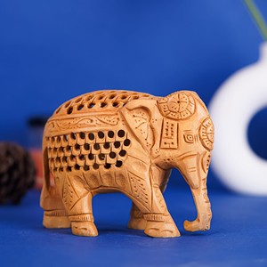 งานแกะสลักช้างจากไม้ชีแชม แบบจัลลี - งานฝีมือไม้แกะสลักขายส่ง - Product Image 1