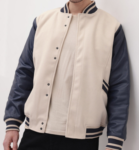 Chaqueta Bomber Unisex Estilo Universitario con Cuello Alto, Resistente al Viento y Transpirable, de Lana/Poliéster para Ropa Urbana Universitaria, Fabricada por Power Punch - Product Image 1