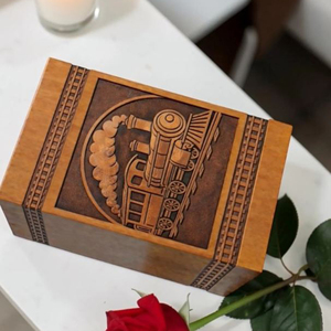 Personalized Wooden Train Urn – Engraved Locomotive Memorial Keepsake Box Memorial Keepsake by AYAANS - Product Image 5