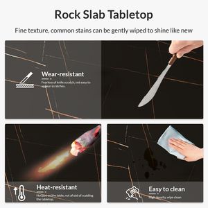 63 Inch Sintered Stone/Marble/Porcelain Top <b>Dining</b> <b>Table</b> Aluminium Alloy Grey Legs for Kitchen/Living Room Elegant <b>Dining</b> <b>Table</b> - Product Image 5