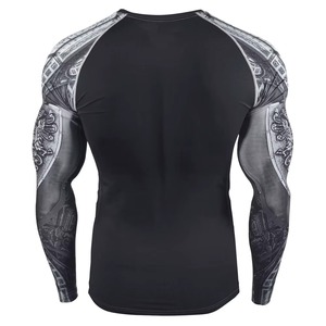 Premium Quality BJJ MMA Rash Guard Sublimation Compression Tights Shirt Set Customized Printed Long Sleeve Men's and Women - Product Image 5