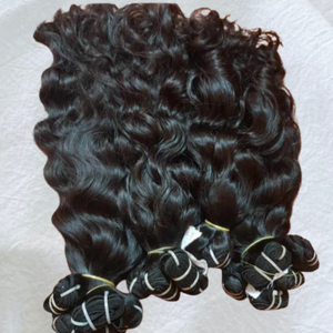Extensions de cheveux indiens vierges Remy de luxe, couleur naturelle, lisses et soyeux, ondulations naturelles, ondulations profondes lâches, double trame machine - Product Image 2