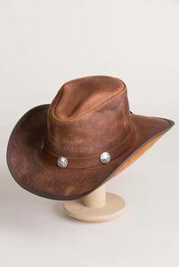 Sombrero de Vaquero de Cuero de Grano Completo de Alta Calidad con Acabado Desgastado, Estilo Western Outback, Sombreros Bush Moldeables de Ala Ancha, Duraderos para Fiestas y Deportes - Product Image 2