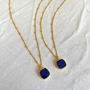 Collar de Plata de Ley con Colgante Hexagonal de Lapislázuli, Chapado en Oro, Joyería de Piedra Azul Hecha a Mano, Proveedor Mayorista - Product Image 4