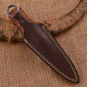 Damascus Steel Skinner Knife With Wood Handle 0.6mm Thickness Hunting Blade Single Edge Outdoor <b>Tool</b> - Product Image 3