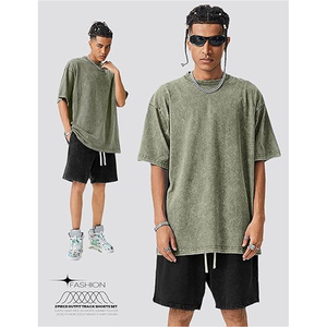 Mens Washed Olive Green Regular Fit T Shirt 100% Cotton Knitted Crew Neck Casual Streetwear Custom Private Label - Product Image 4