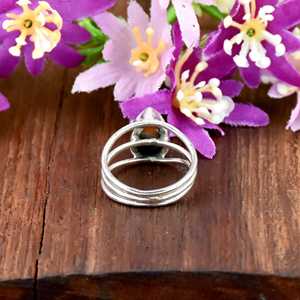 Bague triple bande en argent sterling 925, forme goutte d'eau, filigrane, faite à la main, avec cuivre huître et turquoise, bijoux bohèmes raffinés pour femme - Product Image 6