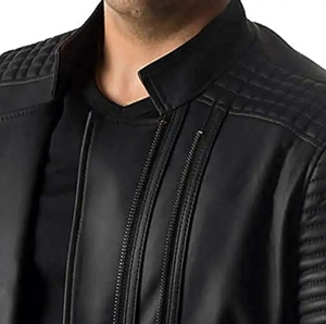 Veste d'hiver en cuir pour homme sur mesure, coupe ajustée, veste bomber élégante, col en fourrure, veste en cuir véritable de haute qualité - Product Image 2