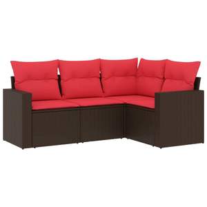 Juego de sofás de patio de ratán sintético marrón de 4 piezas con cojines, conjuntos de jardín - Product Image 2