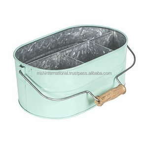 Galvanized Metal Farmhouse Storage Tray Rustic Storage Caddy Storage Silverware Utensil Organizer Holder Caddy - Product Image 1