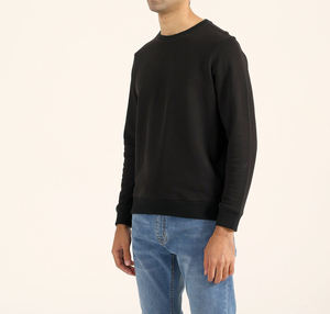 Sweat-shirts classiques en molleton noir, coupe décontractée, de haute qualité, couleur noire unie, manches longues, pour l'hiver - Product Image 3