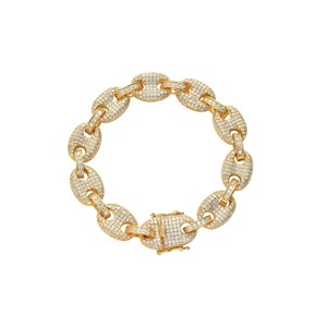 Low MOQ Cheap Men Cuban Link <b>Chain</b> Bracelets Hip Hop Jewelry Copper <b>Iced</b> Cubic Zircon Bracelet - Product Image 2