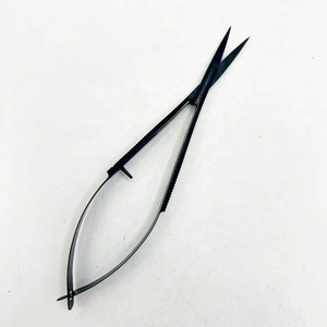 Ciseaux à ressorts multiples en acier inoxydable, lame courbée, pour droitiers, précision, noir mat intégral, pour sourcils, cuticules et cils - Product Image 6