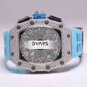 Mossinate Men's Square Quartz Moissanite Watch with Glass Dial Water Resistant 3BAR Hip Hop Style Fashion Gold Watch - Product Image 1