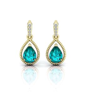 Pendientes de Aro con Turmalina Paraíba, Rodio Negro, Plata de Ley 925, Chapado en Oro de 14K, Joyería para Mujer para Aniversario y Fiesta - Product Image 1